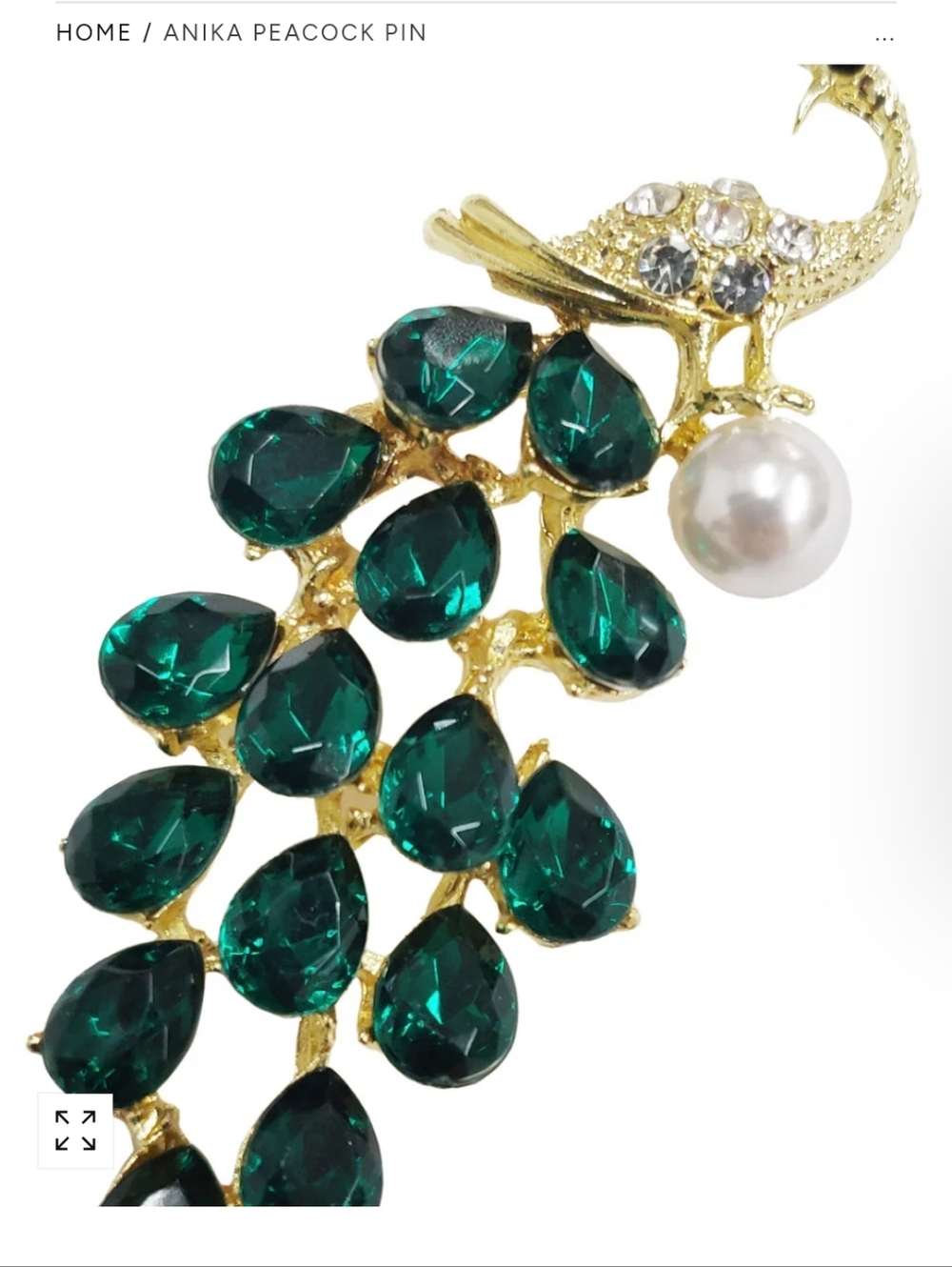 NWOT Aratta Anika Peacock Pin. Emerald Green - Picture 4 of 4